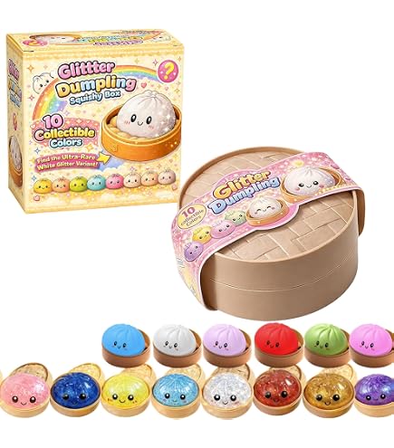 Squishy Dumpling à Paillettes – Boule De Pâte Sensorielle Extensible – Anti-stress, Cadeau Noël, Bureau