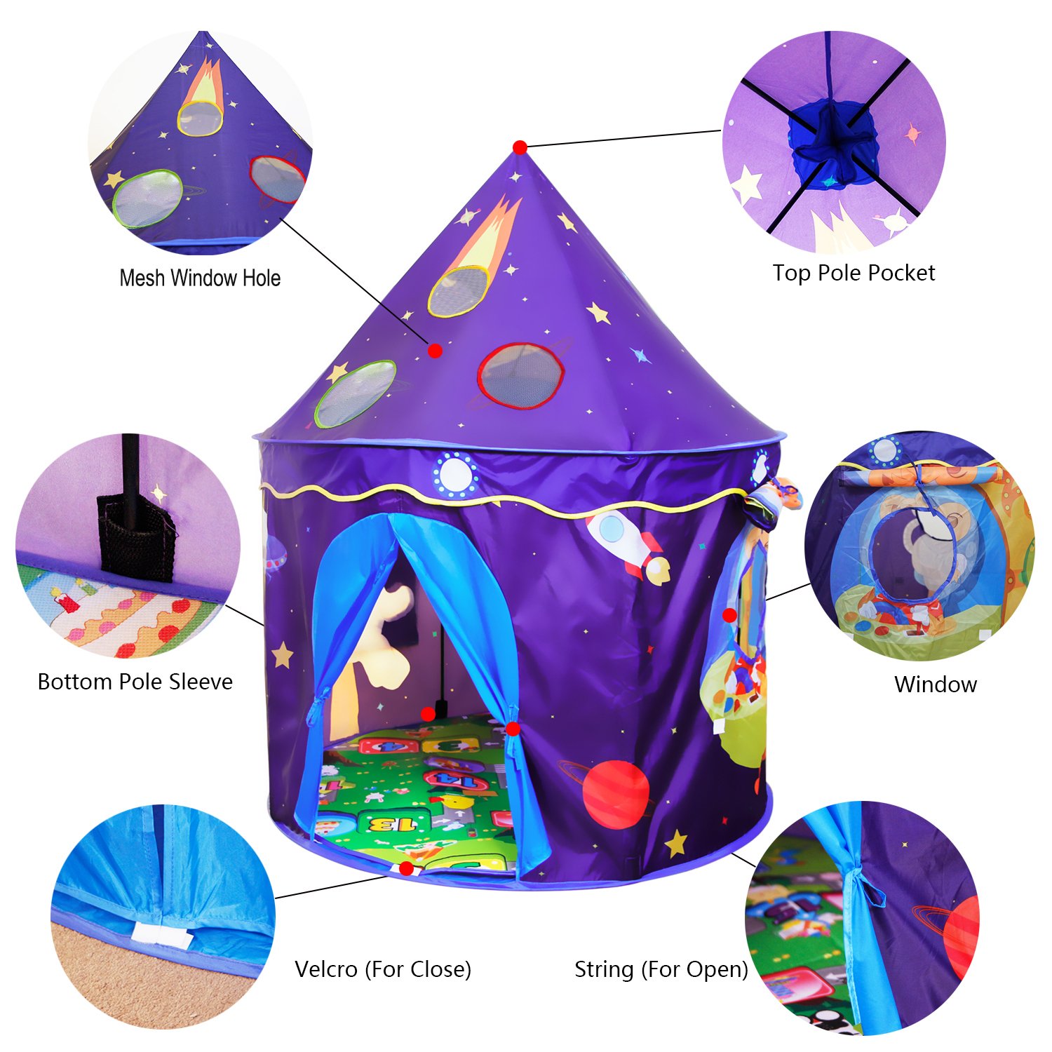 Homfu Play Tent For Kids Castle Playhouse With Space Pattern For Children Perfect Gift for Any Child