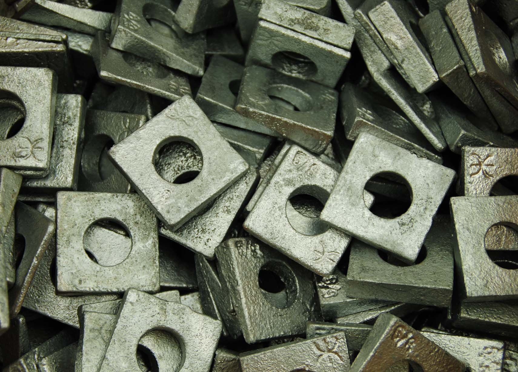 (50) Galvanized Malleable 5/8 Square Bevel Washers