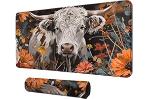 Cow and Flower for MTG & TCG Playmat Mouse Pad,BFDHGQZC 24" x 14" Game Mat for MTG/RPG/CCG Trading Card Game Playmats Table Mat Perfect for Card Games Video Games Computer Office