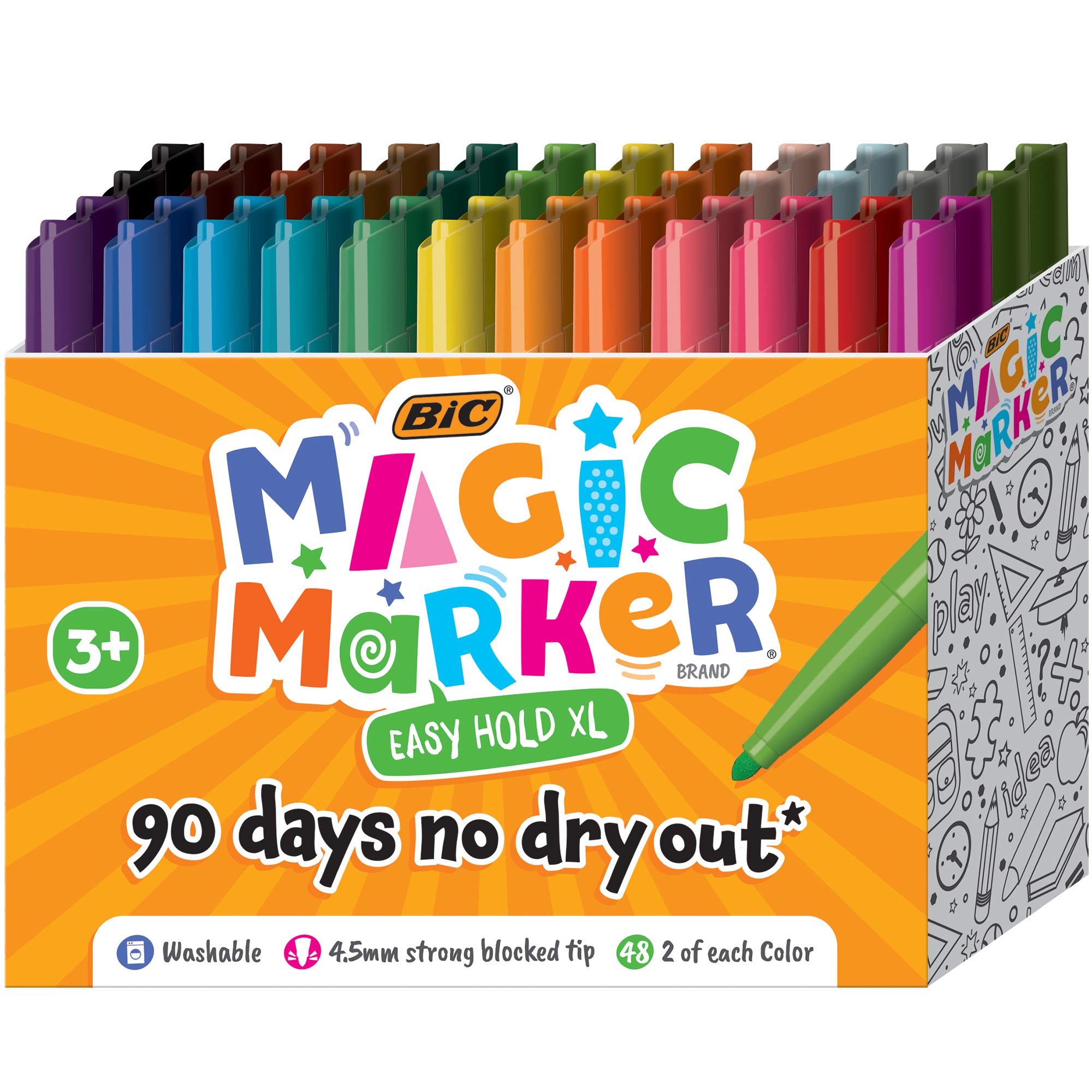 BIC Easy Hold XL Magic Marker, Assorted Colors, 48-Count