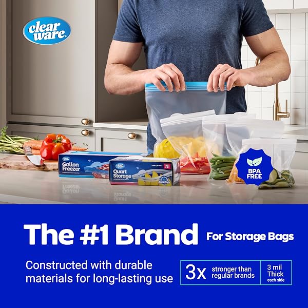 2 GALLON STORAGE BAGS, DOUBLE ZIPPER SEAL – 120 COUNT, (4 PACKS OF 30) RESEALABLE THICK PLASTIC FOOD STORAGE BAGS – MICROWAVE-SAFE, BPA FREE – RESEALABLE CONTAINERS FOR LUNCH, SNACKS, MEALS