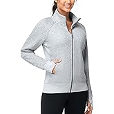 THE GYM PEOPLE Women's Full Zip Up Workout Sweatshirts Fleece Stand Collar Fall Jackets with Pockets Thumb Hole