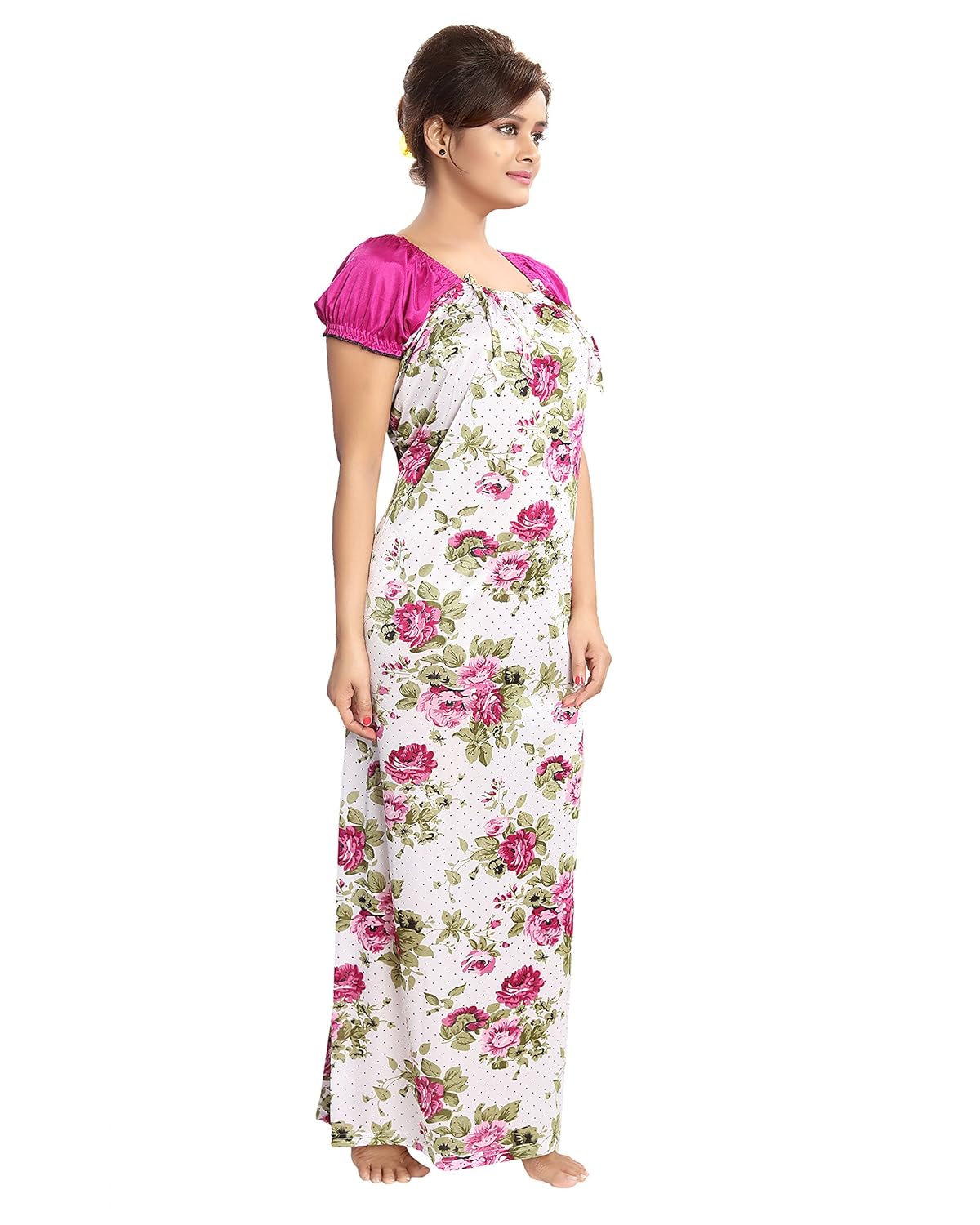 glam world women's satin night wear (dark pink, free size)