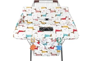 GXFCYMXBD Shopping Cart Cover for Baby,2-in-1 High Chair Cover Soft,Portable, and Machine Washable,Comfortable Cotton Seat Pad with Safety Harness and Portable Cloth Bag,Fits All Supermarkets and Restaurants