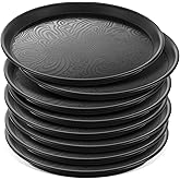 Zopeal 8 Pcs 12 Inch Round Restaurant Serving Trays Non Slip Surface Black Serving Plastic Food Meals Server Tray for Halloween Party Bar Restaurant Cocktail Cafeteria