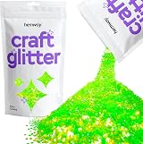 Hemway Fluorescent Neon Green Glitter - Extra Chunky 100g for Resin Crafting