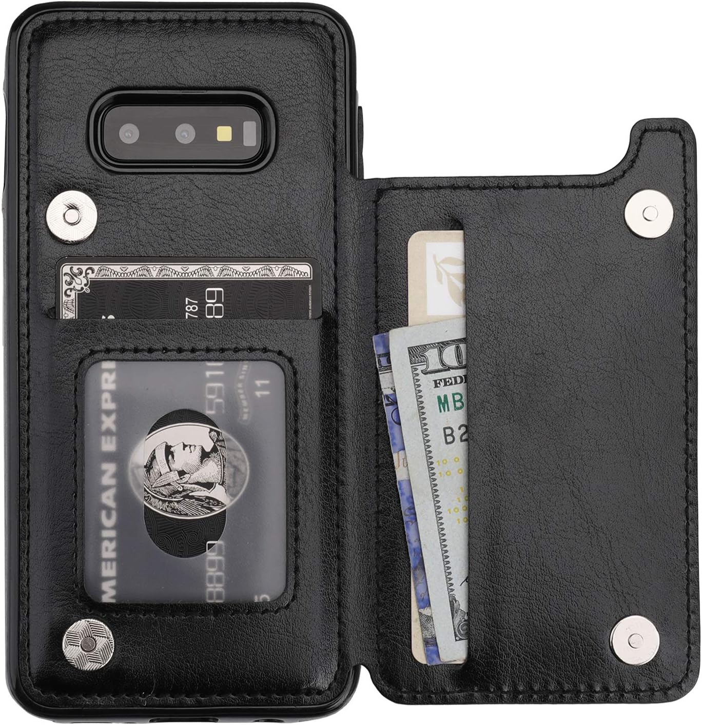 Vaburs S10e Case Wallet with Card Holder, Premium PU Leather Double Magnetic Buttons Flip Shockproof Protective Case Cover for Samsung Galaxy S10e(Black)