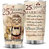 25th Anniversary Tumbler Gifts, 25th Anniversary Wedding Gifts for Couple Parents Friends, 25 years Silver Anniversary Tumbler Gifts for Him or Her, 20oz Insulated Cup Present(1 PC)
