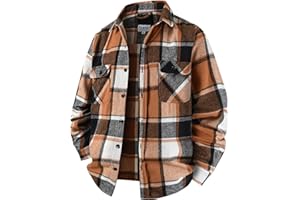 Fozexi Men's Flannel Shirts Button Down Plaid Shirt Jacket for Men Flannel Shirt Jacket with Pockets