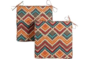 Greendale Home Fashions Outdoor 18-inch Square Reversible Seat Cushion with Ties, 2-Pack, Aztec 2 Count