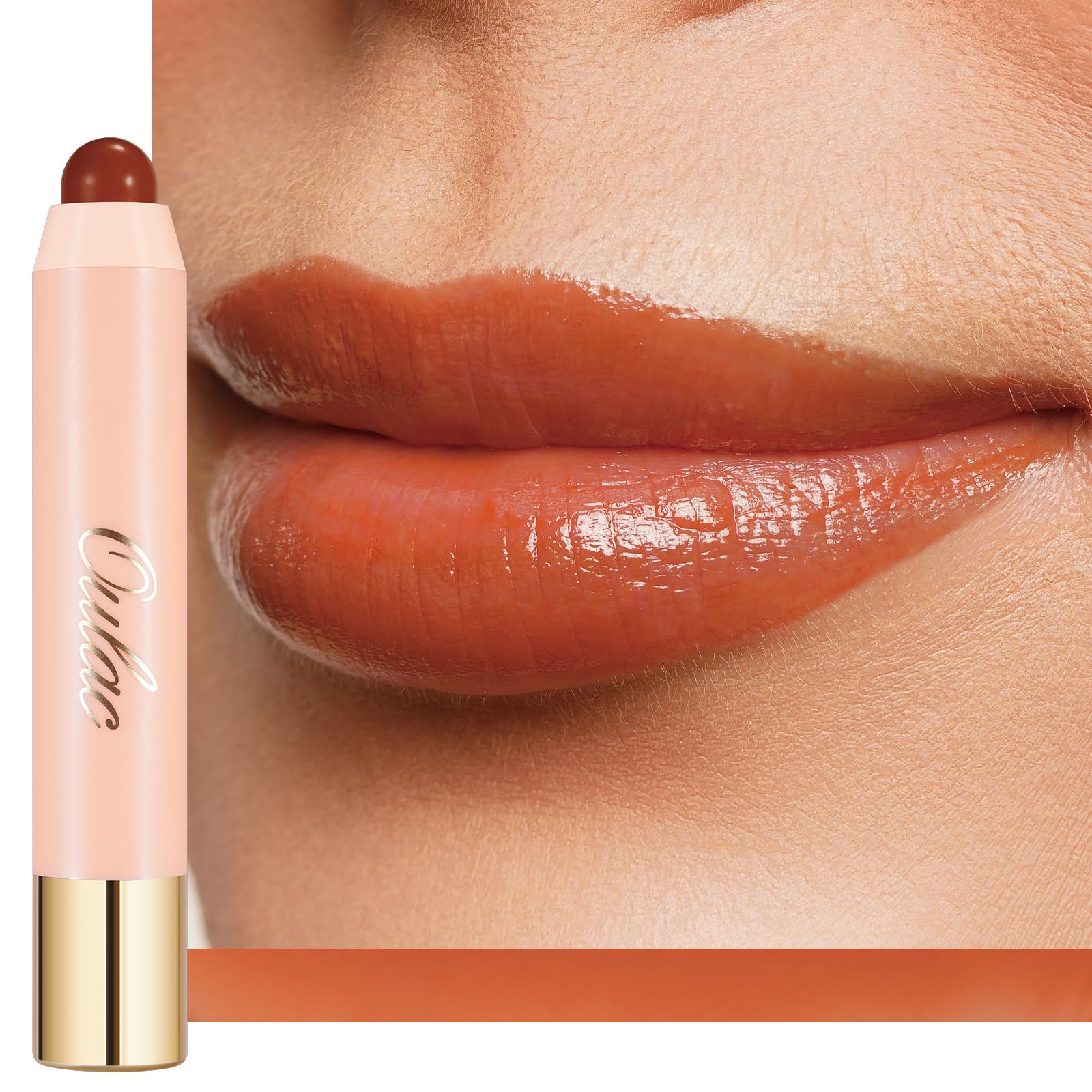 Oulac Orange Lipstick - Moisturizing Lipstick Tinted Lip Balm for Dry Lips, Rust Red Lip Crayon & Blush - Lip Colour and Cheeks Makeup | 2.48g, Pumpkin Please! (07)