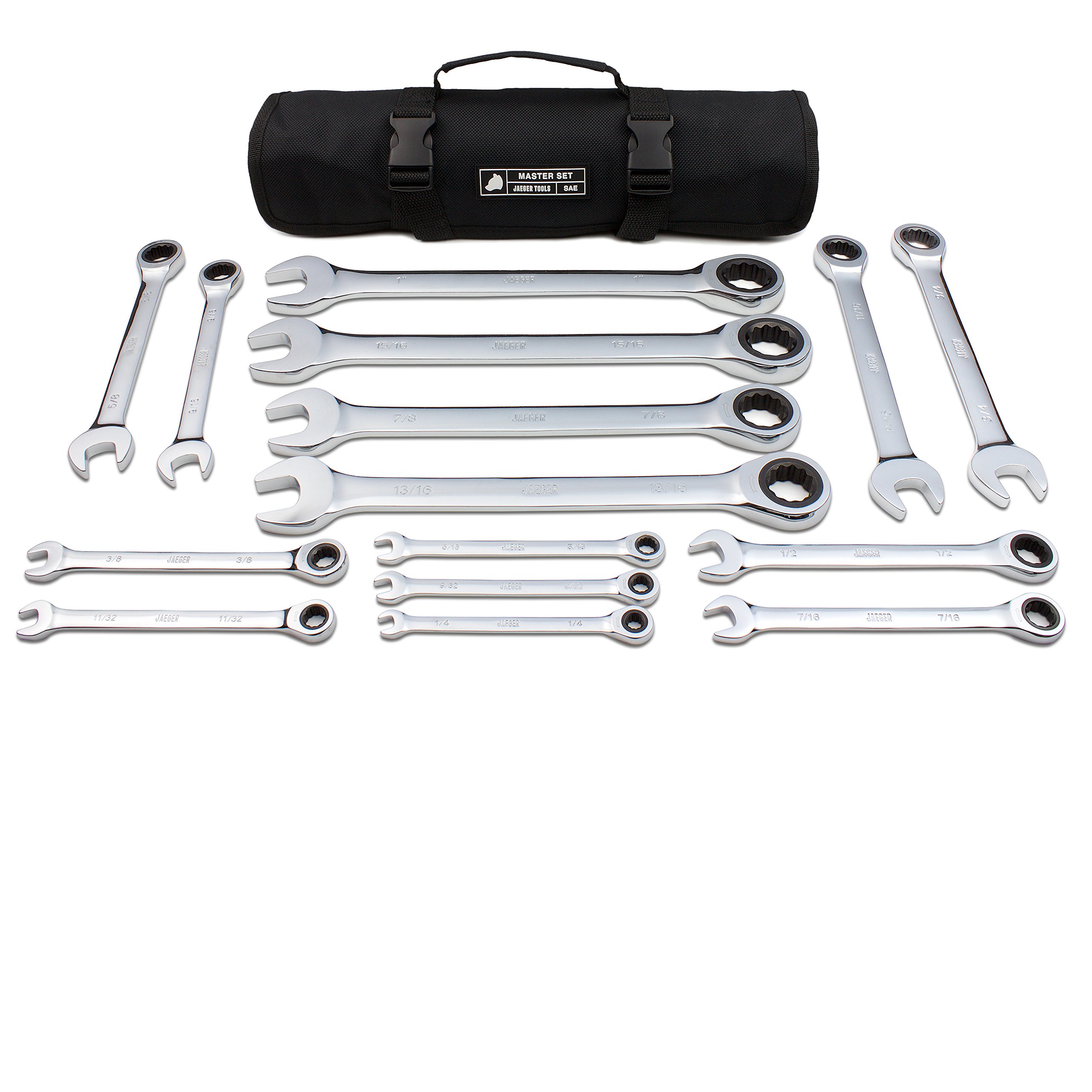 JAEGER 15pc Inch TIGHTSPOT Ratcheting Wrenches MASTER SET Our LARGEST SAE/INCH SET With Bear