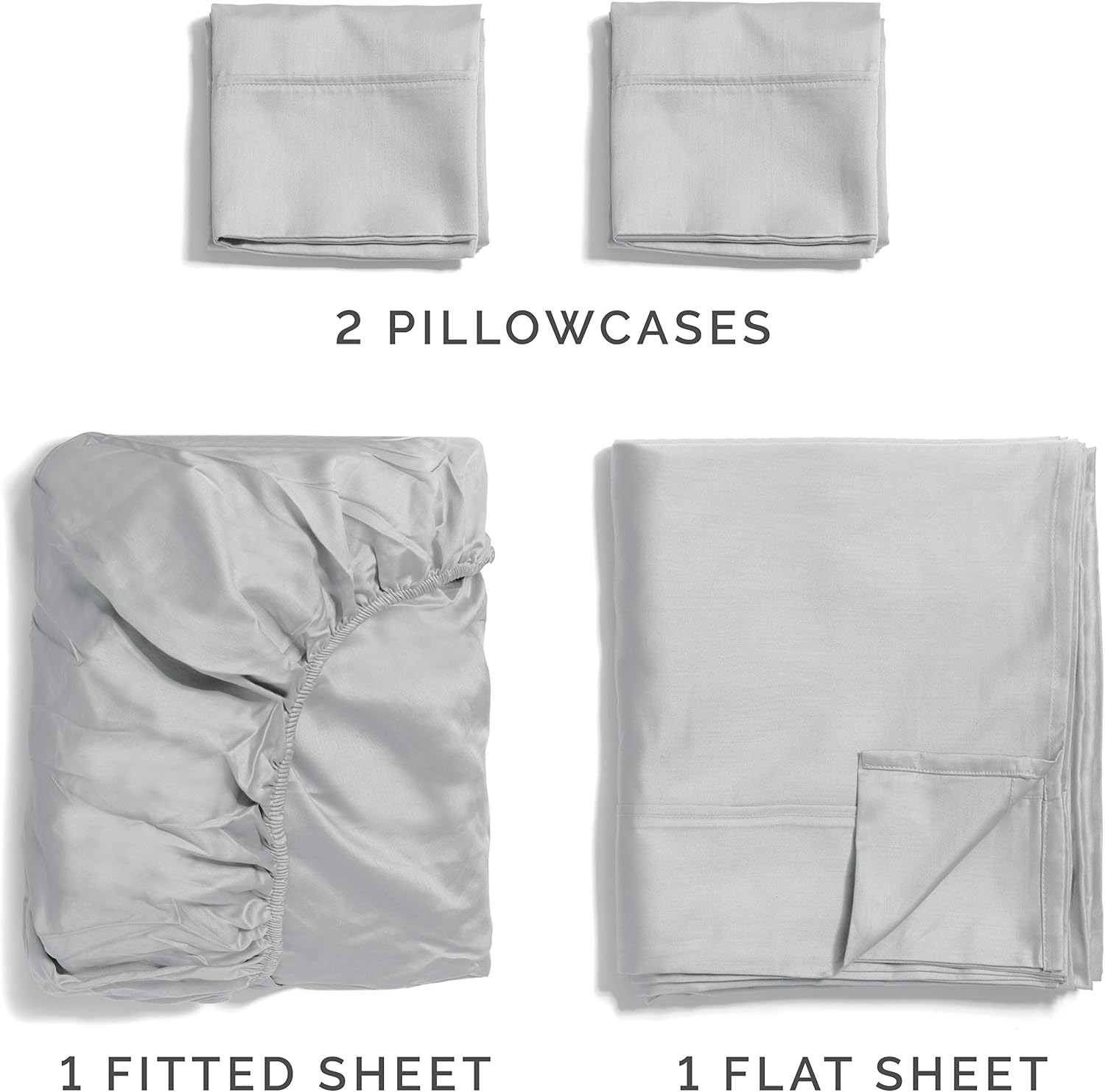 100% Cotton Full Sheets Light Grey (4pc) Silky Smooth, Cooling 400 Thread Count Long Staple Combed Cotton Full Sheet Set – 400TC High Thread Count Full Sheets - Full Bed Sheets All Cotton 100% Cotton: Home & Kitchen