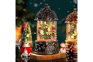 DANVON 8.46inch Bronze Retro Carousel Horse Snow Globe Lantern Santa Claus Automatic Snowy Music Box Nighlight for Women Girls Mom Christmas Birthday Gifts Valentines Day Gift