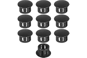 Masendelk 10pcs Plastic Hole Plugs, Snap in Locking Hole Tube Circular Locking Fastener Cover, Insert End Caps for Furniture Fencing Post Pipe - 13mm, Black
