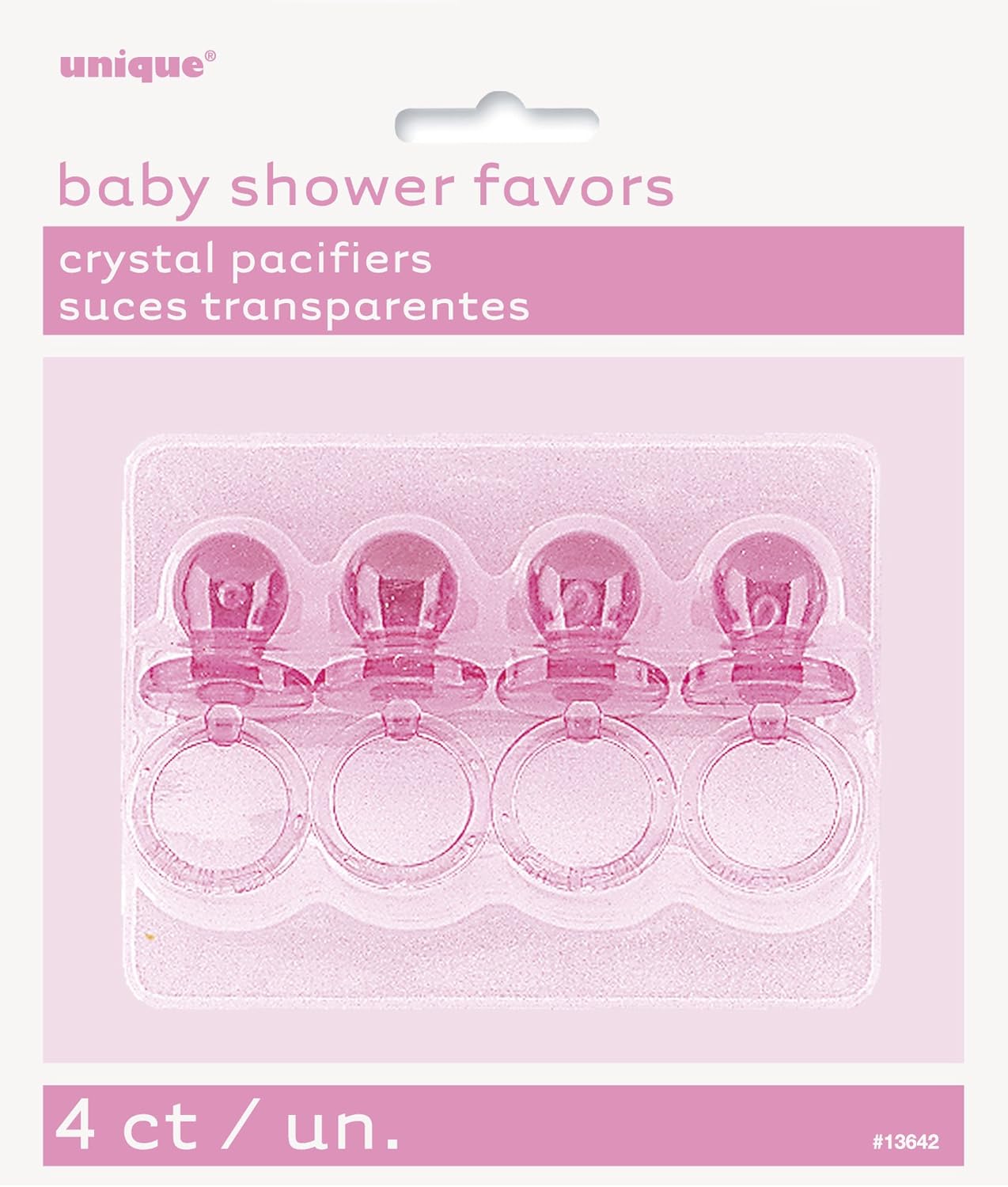 pink plastic pacifiers for baby shower