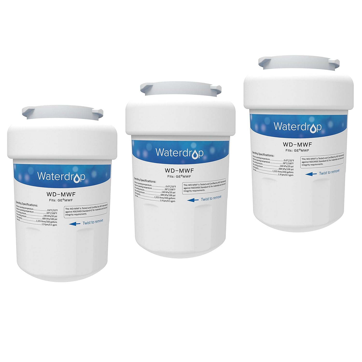 Waterdrop Refrigerator Water Filter Replacement for GE MWF SmartWater