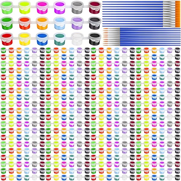 220 PCS 18 COLORS MINI ACRYLIC PAINT SET FOR KIDS ADULTS,BULK SET OF 10 WASHABLE CRAFT PAINTING KIT, ACRYLIC PAINT STRIPS CONTAINER WITH 40 PCS PAINTBRUSHES FOR HOME CLASSROOM PARTY FAVORS PAITING