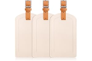AIRKIT 3 Pack Luggage Tags for Suitcases, TSA Approved Bag Tags, Baggage Tags with Privacy Protection, Travel Essentials Luggage Accessories, Ivory & Brown