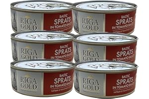 Riga Gold Baltic Sprats in Tomato Sauce 240g 8.5oz Kosher from Europe Pack of 6