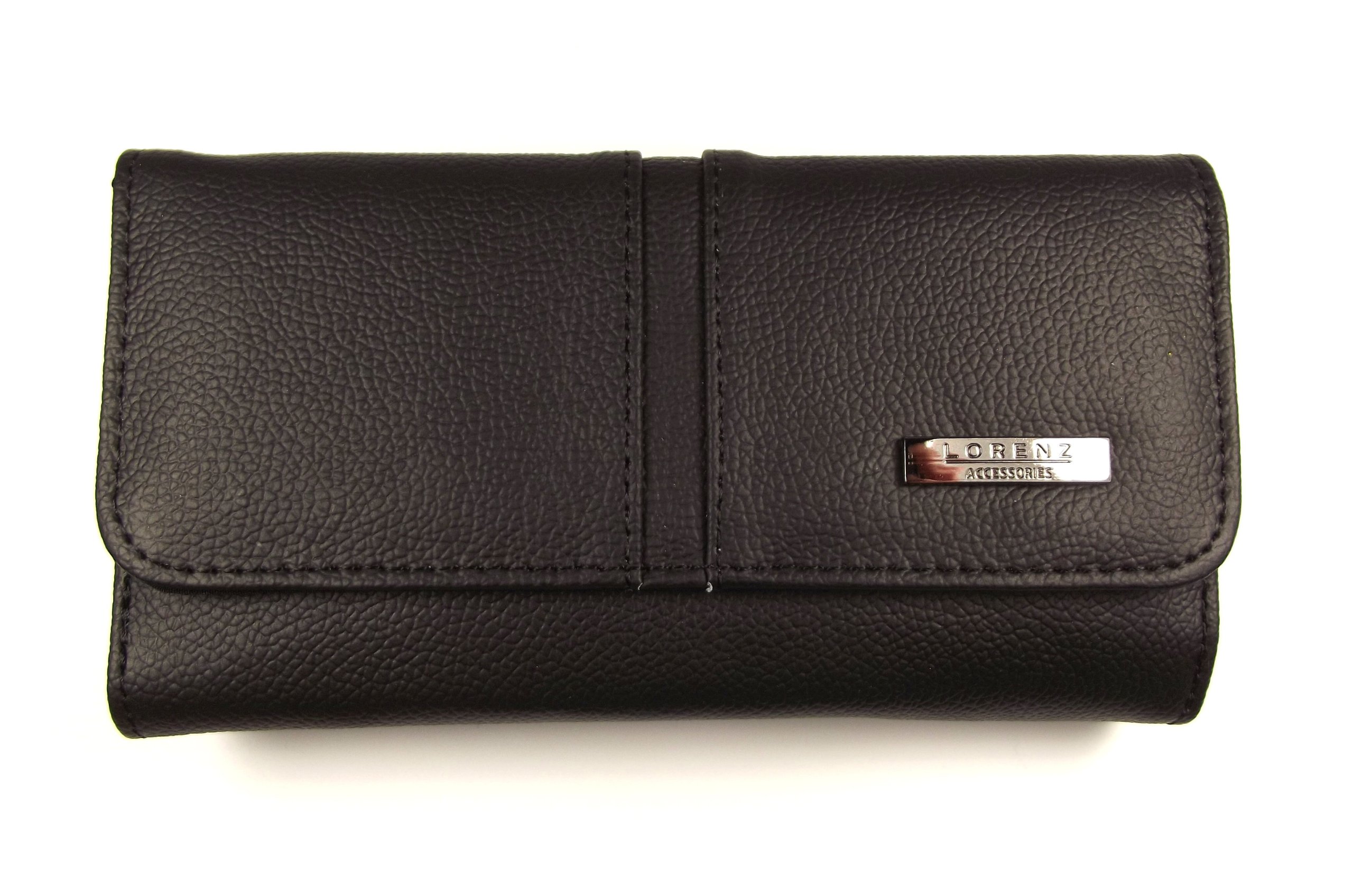 Real Genuine Leather Black Purse, Quality Ladies Wallet, Large. Lots of Compartments & Slots.