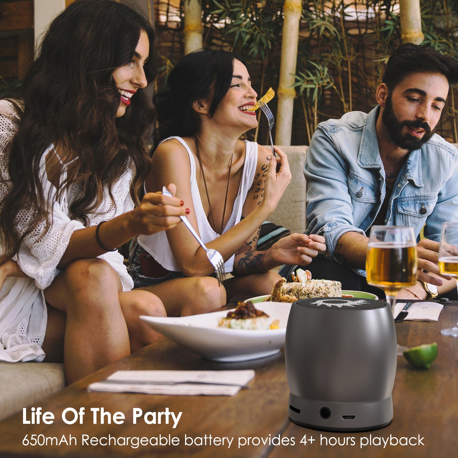 Punkcase Rocker Portable Wireless Bluetooth Speaker, Powerful HD Speakers W/Enhanced Bass TF/SD Card Slot/AUX Input, Rechargeable Hands Free Speakerphone W/Mic Compatible W/iPhone/Android [Black]