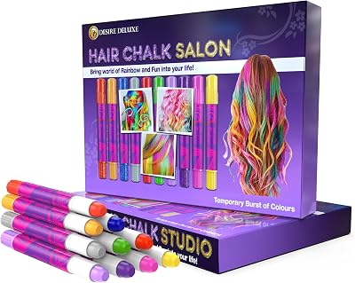 Desire Deluxe Hair Chalk Gift Set for Girls 10 Non-Toxic Washable Colors