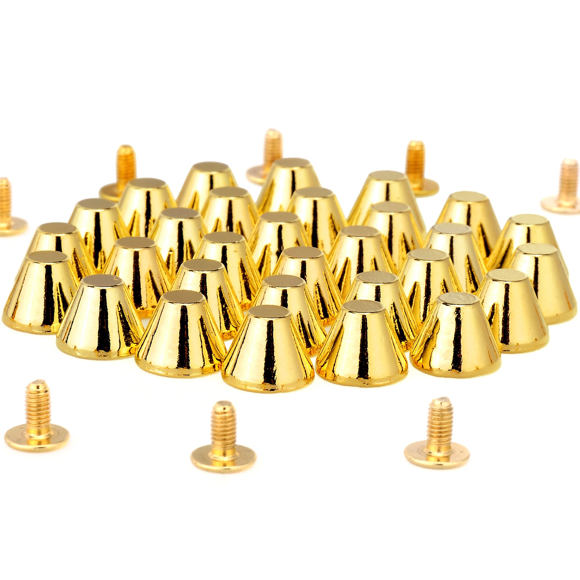 RUBYCA 10 Sets Gold Color 8MM Big Mushroom Studs and Spikes Metal Screw-Back Leather-Craft DIY 8mm