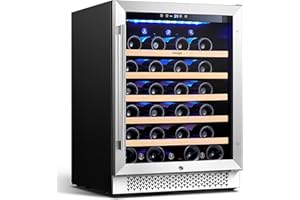 Yeego Wine Cooler, 24 Inch Wine Cooler Refrigerator, 52 Bottles for Large Bottles, With Upgraded Compressor, Keeps Temperature Consistent, Low Noise, Fast Cooling, No Fog