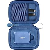 Aenllosi for Crucial X10 / X9 / X9 Pro / X10 Pro 1TB/2TB/4TB/8TB Portable SSD Hard Case,USB 3.2 External Solid State Drive & USB Cable Organizer, Blue (Case Only)