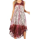 Sakkas Ombre Floral Tie Dye Tank Sheath Caftan Rayon Dress