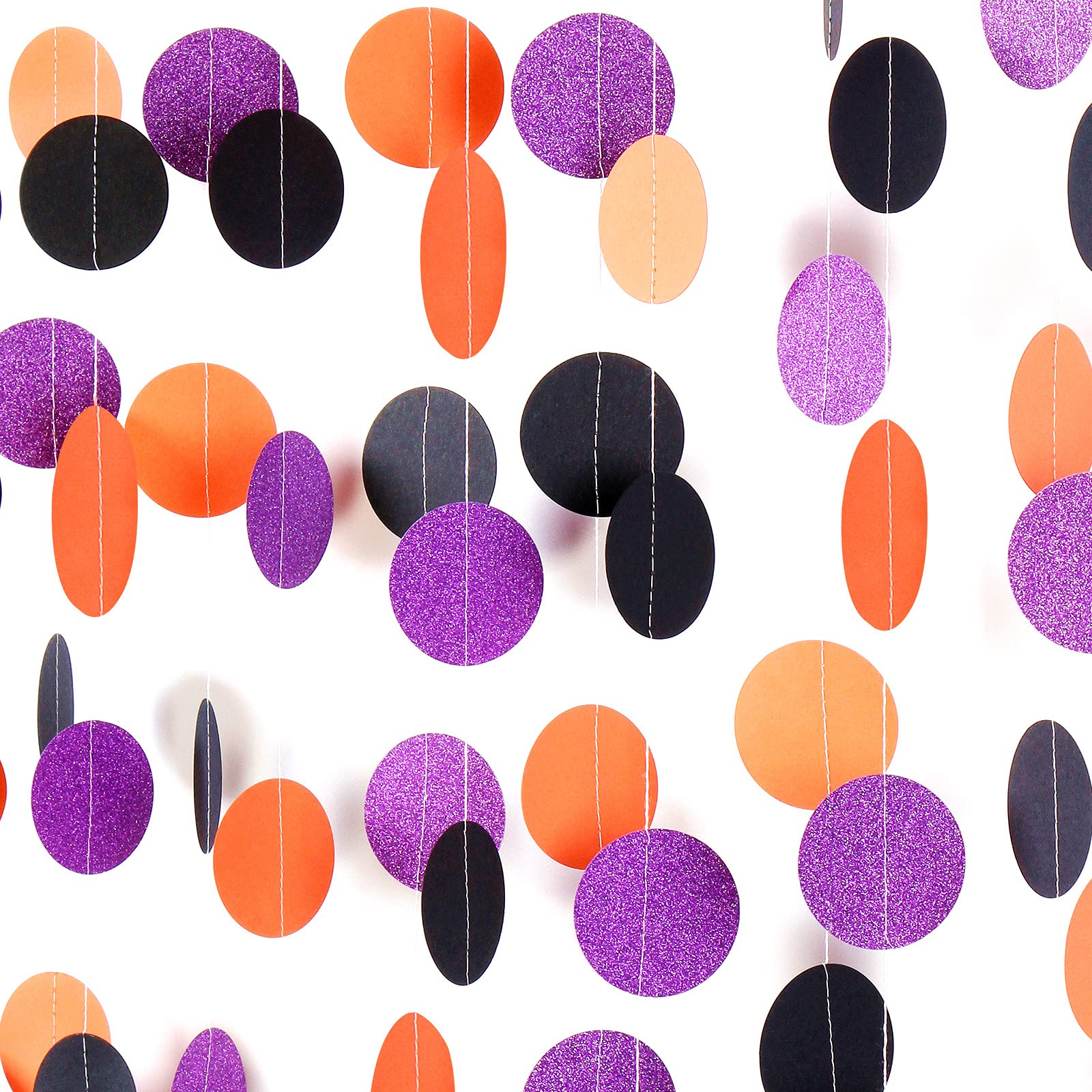 Lasting Surprise Black-Orange Purple Halloween Paper Garland - 52Ft Glitter Sprinkles Hanging Halloween Decoration Streamer Banner,Eve Birthday Home Fireplace Decor Supplies Party Backdrop Bunting
