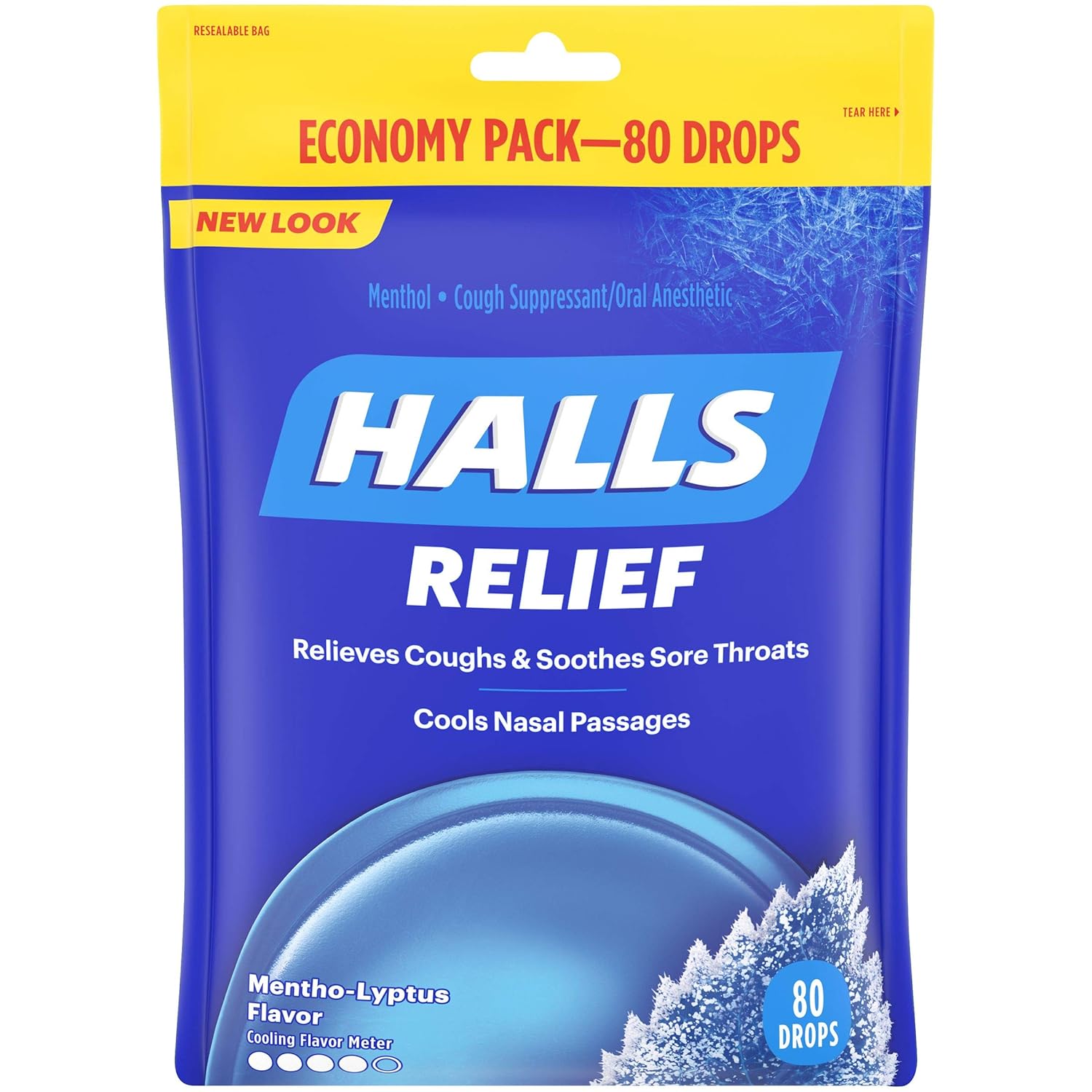 HALLS Relief Mentho-Lyptus flavor Cough Drops, 1 Bag (80 Total Drops): Prime Pantry