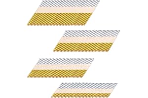 HW HAMWOO 34°Framing Nails,D Head Nail Pack,Hot Dipped Galvanized Paper Tape Strip Nails,Ring Shank,for 30 to 34 Degree Framing Nailer(2",2-1/2",3", 3-1/2",960Pcs)