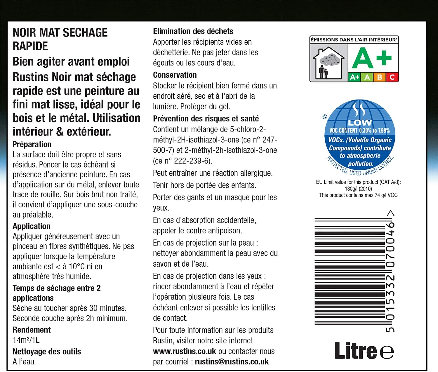 RUSTINS Matt Black Paint 1L- DIY-Friendly, High-Coverage, and Long-Lasting Finish for Any Project, 1 l (Pack of 1) - Image 5