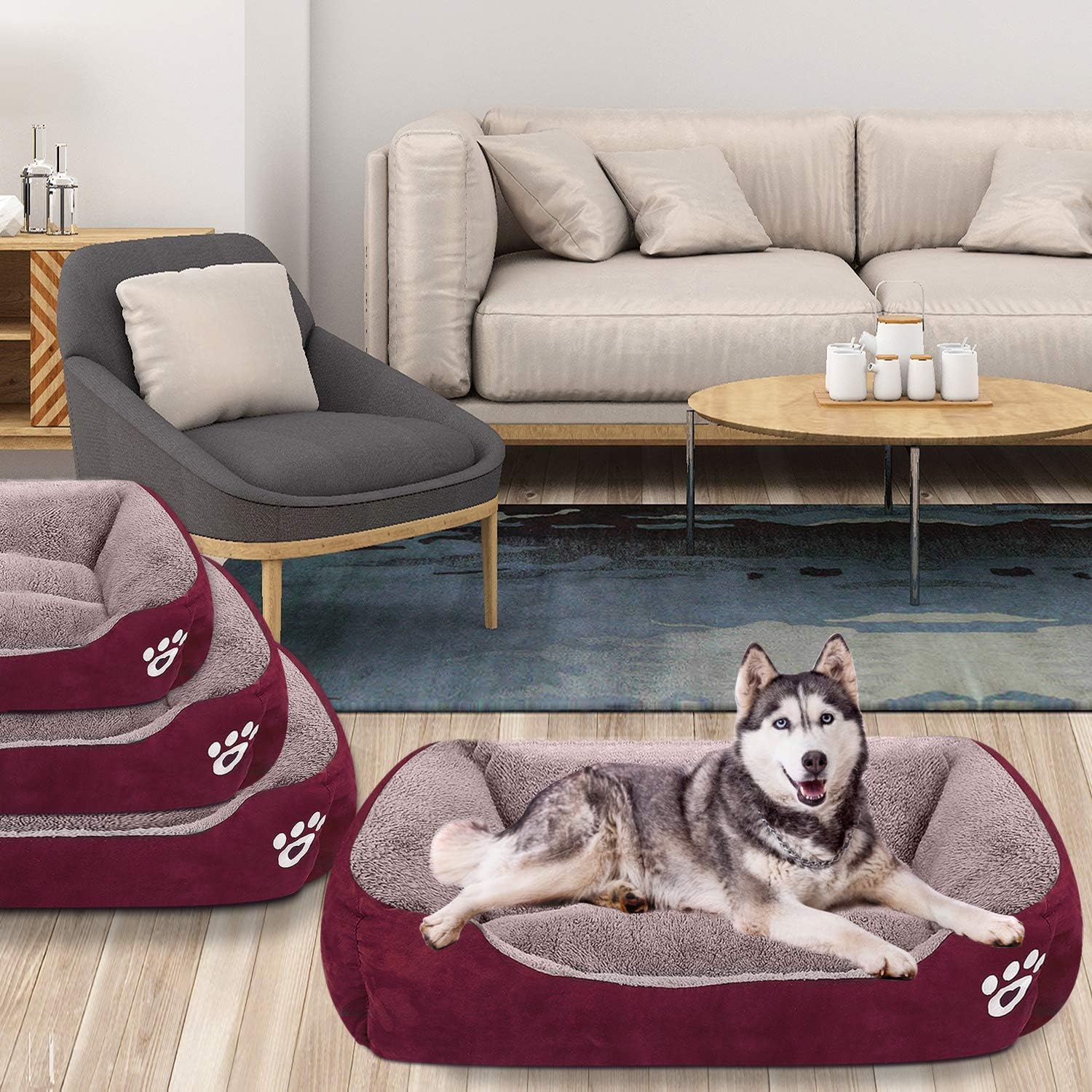 PUPPBUDD Dog Bed for Large Dogs Washable Comfortable Safety Pet Sofa Extra Firm Cotton Breathable for Medium and Small Dog Blue : Pet Supplies