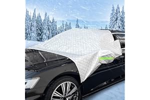 LEZZYRUCK Car Windshield Snow Cover, 4 Layer All Weather Winter Frost Guard Windshield Covers with Side Mirror Covers for Most Cars SUV,Truck,Vans (Silver 96.5"x59")