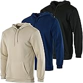Real Essentials 3 Pack: Men's Fleece Pullover Hoodie - Long Sleeve Hooded Sweatshirt Pockets (Available in Big & Tall)