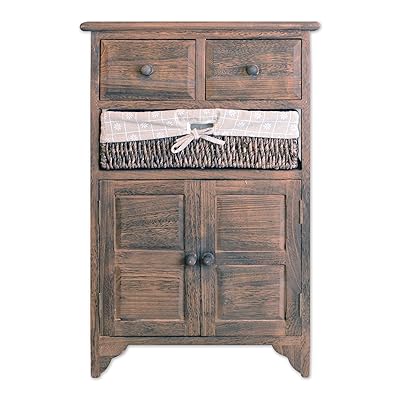 TransSino Treasures 27" Wooden Side Cabinet with 2 Doors, Drawers