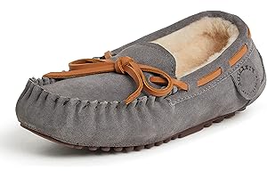 Fireside by Dearfoams unisex-child Parker Genuine Shearling Indoor and Outdoor Moccasin