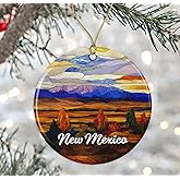 DanielDesign New Mexico Christmas Ornament - Travel New Mexico Gift - Stained Glass Style Ceramic Keepsake - Travel Gift for Tree Decoration Printed on Both Sides