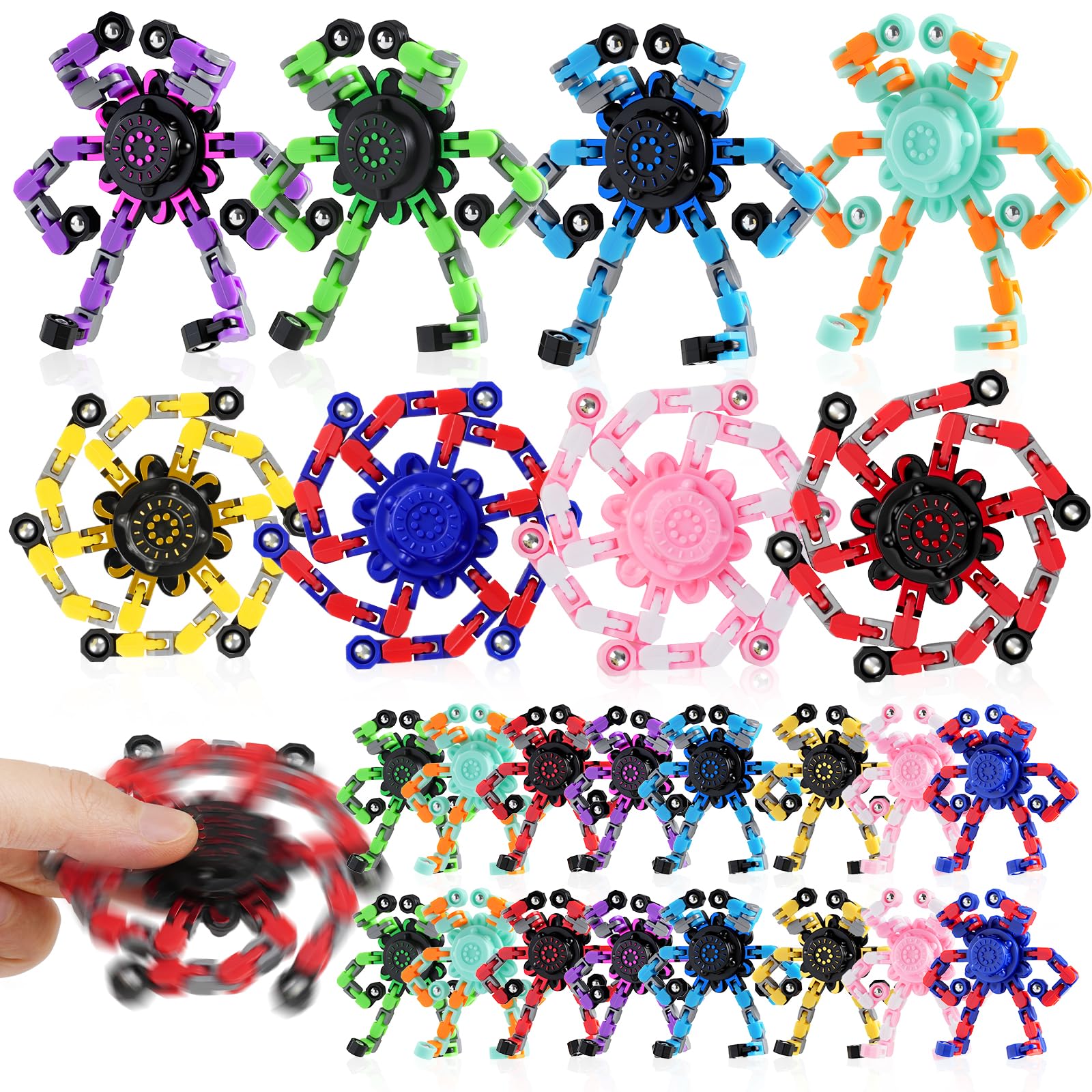 Photo 1 of 24PCS Transformable Fidget Spinners,Christmas Fidget Party Favors Christmas Stocking Stuffers, Sensory Bulk Robot Fidget Stress Relief Toys for Kids Boys Girls 8-12