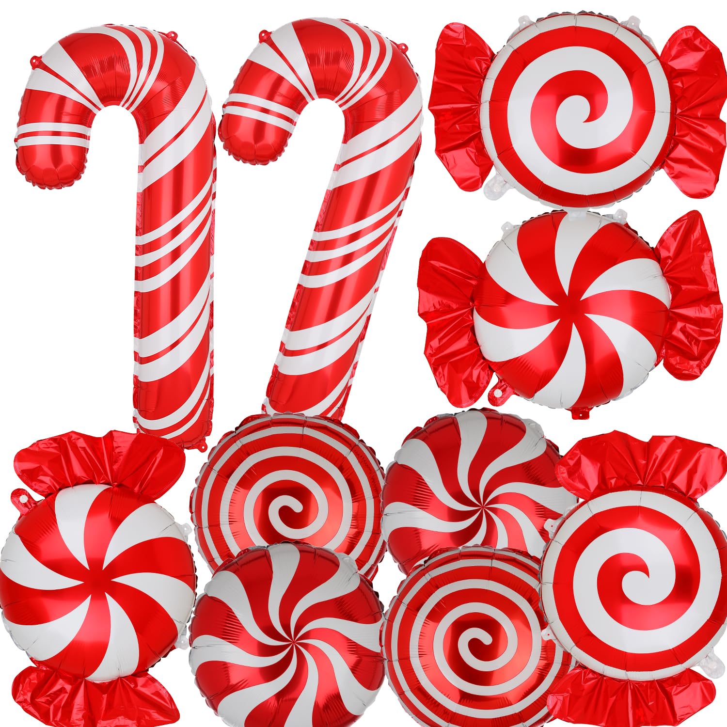Photo 1 of 10 Pcs Candy Cane Balloons Bow Sweet Candy Balloon Lollipop Balloon Baby Shower Kids Xmas Christmas Candies Theme Birthday Candyland Party Decor Supplies Set Red
