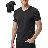 BEENIUBEE 100% Merino Wool T-Shirts for Men 2 Packs, V Neck Men Short Sleeve Undershit, Breathable Lightweight Base Layer Tee