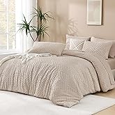 Andency Khaki Oversized King Comforter 120''x98'', 3 Pieces Khaki Soft Boho Bedding Set & Collections, Farmhouse Tufted Fluffy Shabby Chic Bed Set for All Seasons (1 Comforter, 2 Pillowcases)