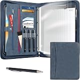 Leathario A4 Portfolio Folder 4-Ring Binder Notepad 10 Protectors Vegan Leather