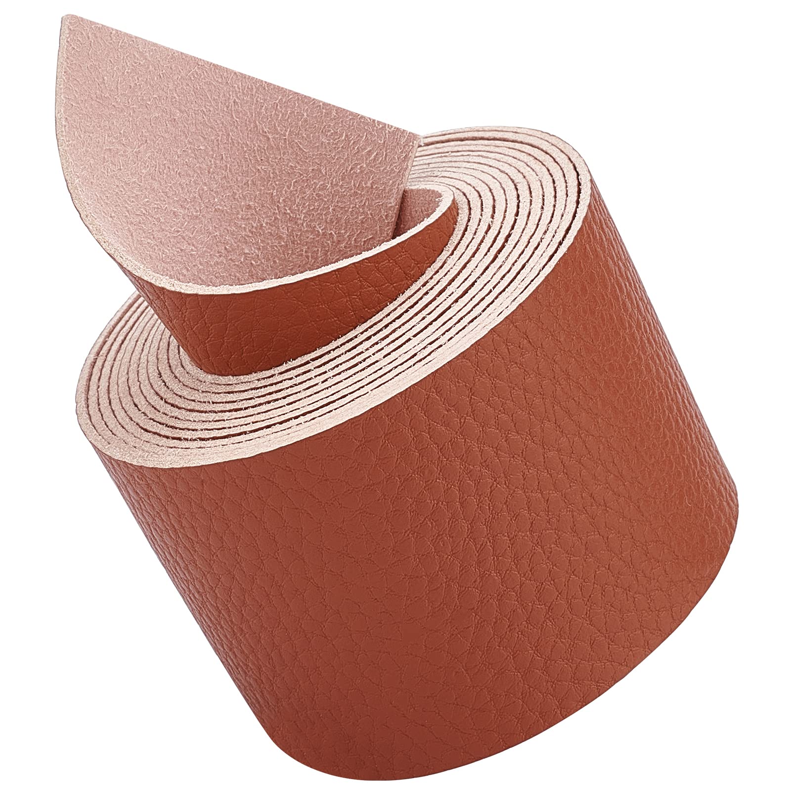 GORGECRAFT Lychee Pattern Leather Strap 78 Inch Long 2 Inch Wide Flat Cord Brown Leather Belt Strips for Crafts DIY Projects Clothing Pet Collars Traction Ropes Belt Keychains Wrapping