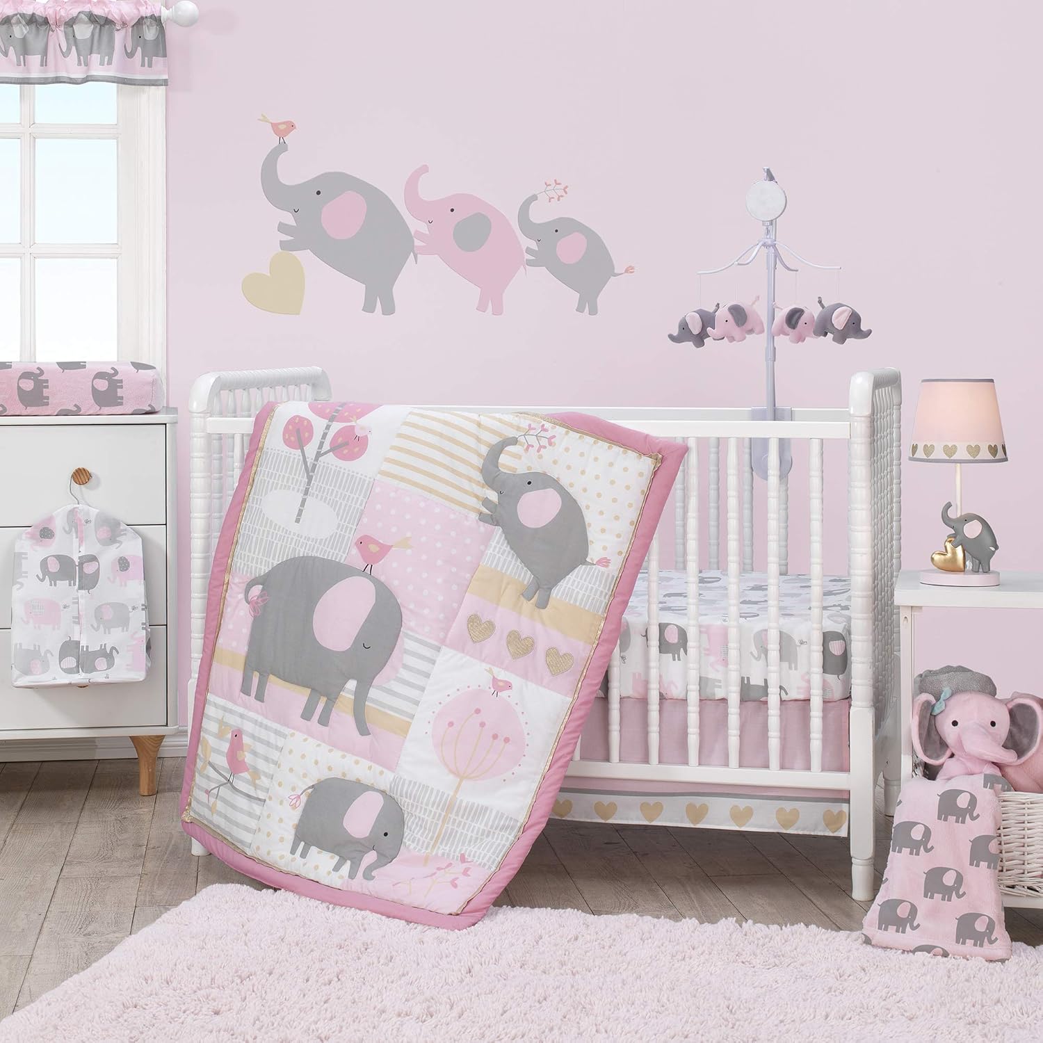 pink elephant crib sheets