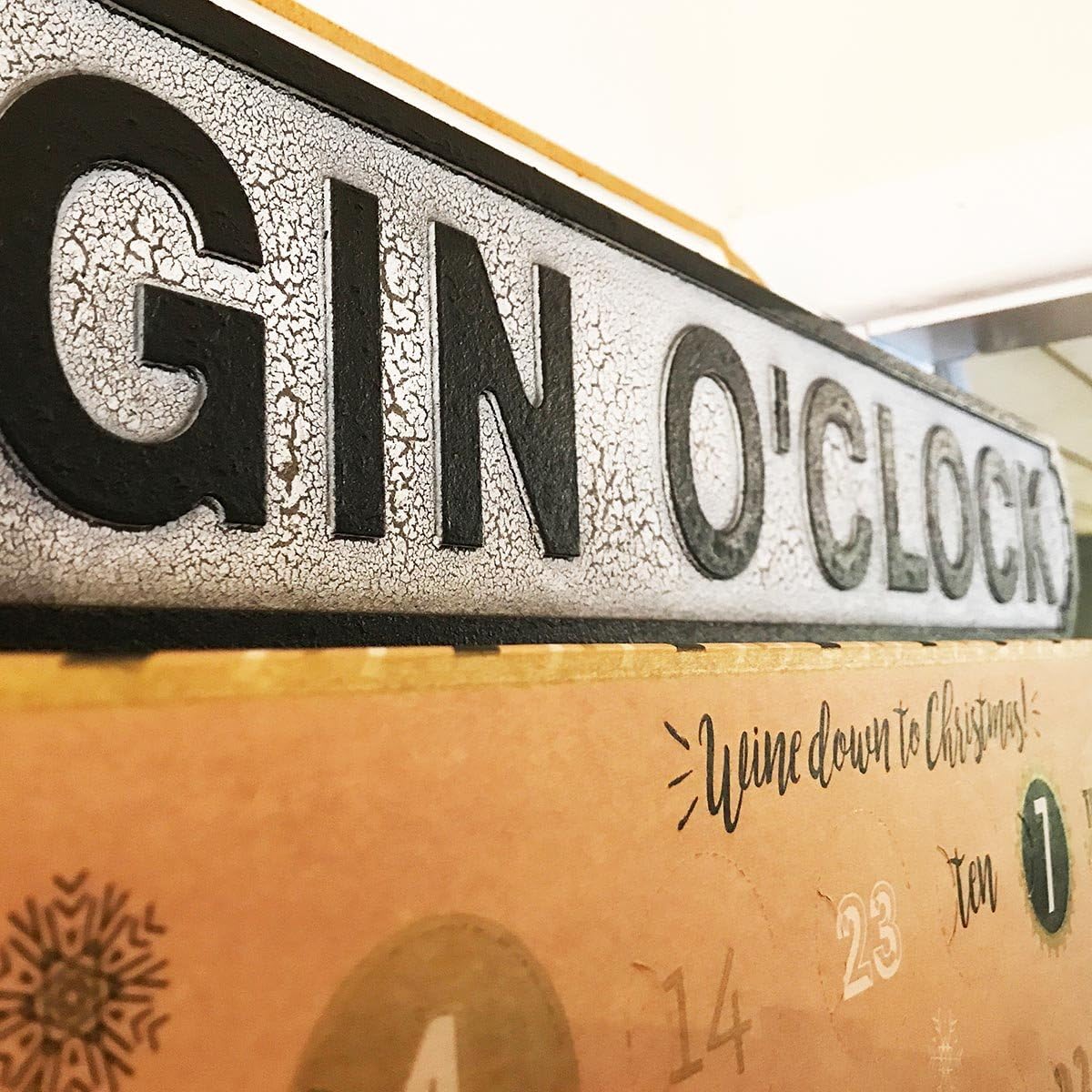 Wooden standing Gin O'clock sign